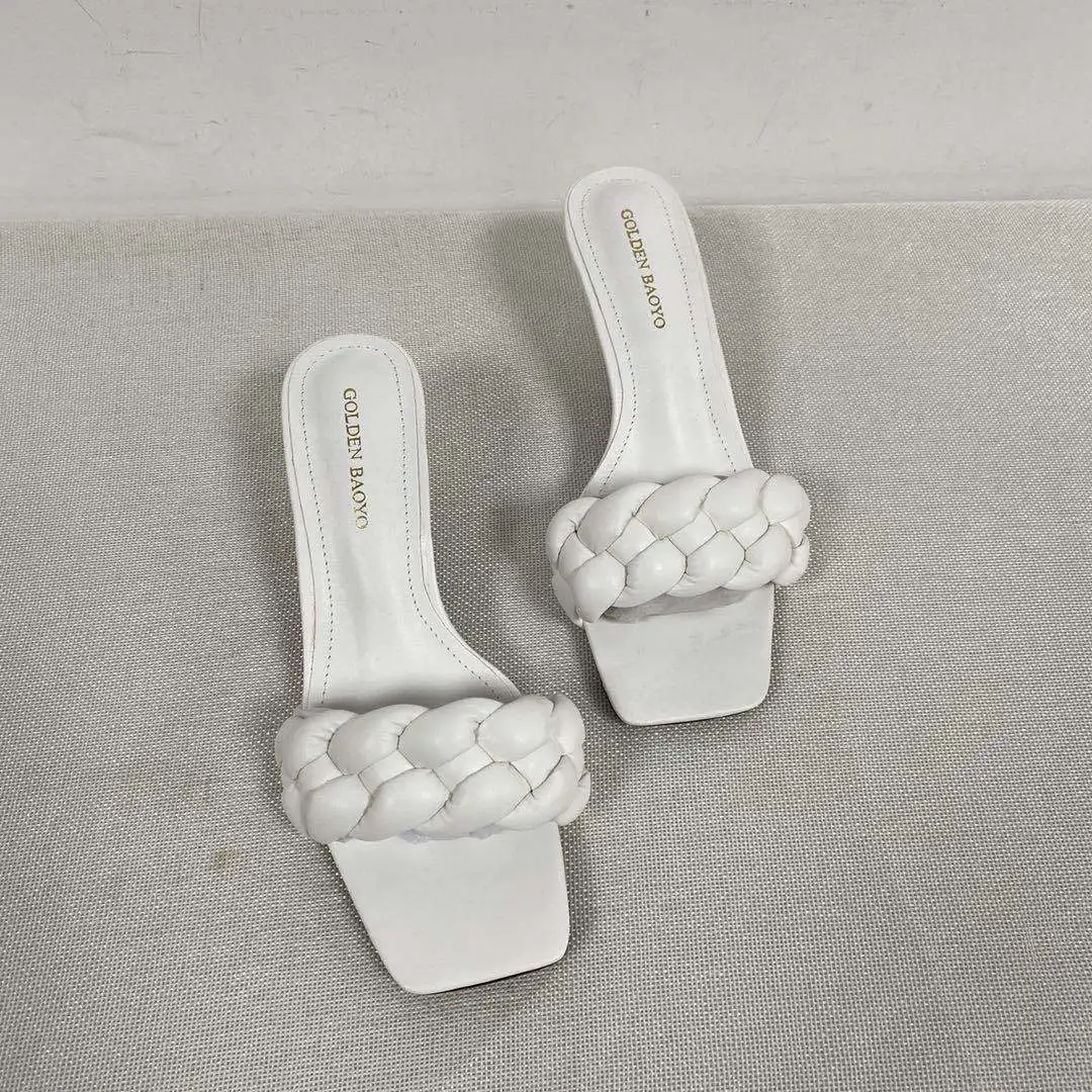 Stiletto Heel 5cm Woven Twisted Style All-Match Toe Covering One-Word Slippers Simple and Comfortable Women's Sandals sandalias
Stiletto Heel 5cm Woven Twisted Style All-Match Toe Covering One-Word Slippers Simple and Comfortable Women's Sandals sandalias
