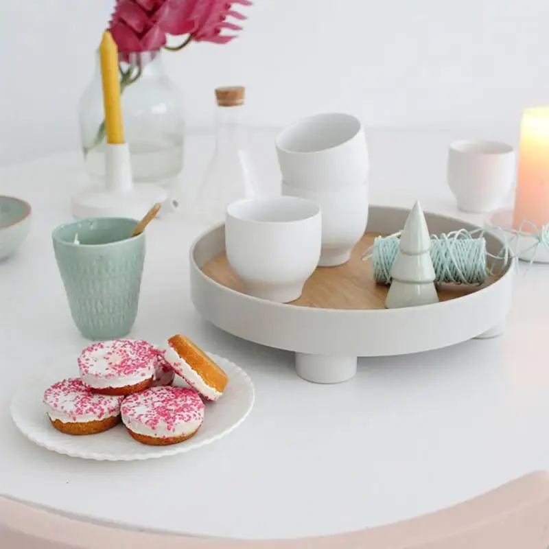 

Japanese Style Round Storage Tray Kitchen Desktop Storage Tray Tea Food Dishes Drink Platter Jewelry Sundries Tray Home Decor