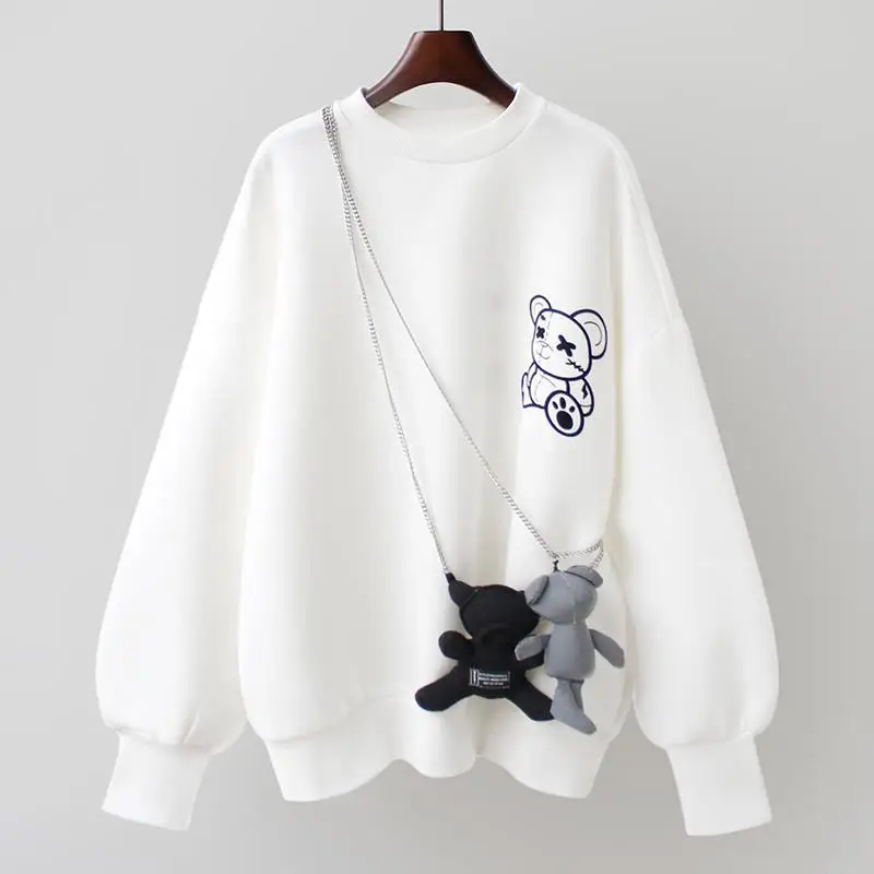O-Neck White Hoodies Korean Fashion Ins Little Bear Women's Sweatshirt 2021 Spring Autumn Kawaii Clothes Pullover Women Sweater
O-Neck White Hoodies Korean Fashion Ins Little Bear Women's Sweatshirt 2021 Spring Autumn Kawaii Clothes Pullover Women Sweater
