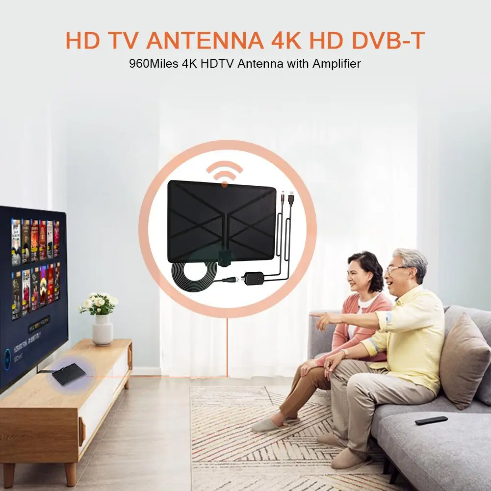 960 Miles TV Aerial Indoor Amplified Digital HDTV Antenna 4K HD DVB-T Freeview TV For Local Channels Broadcast Home Television