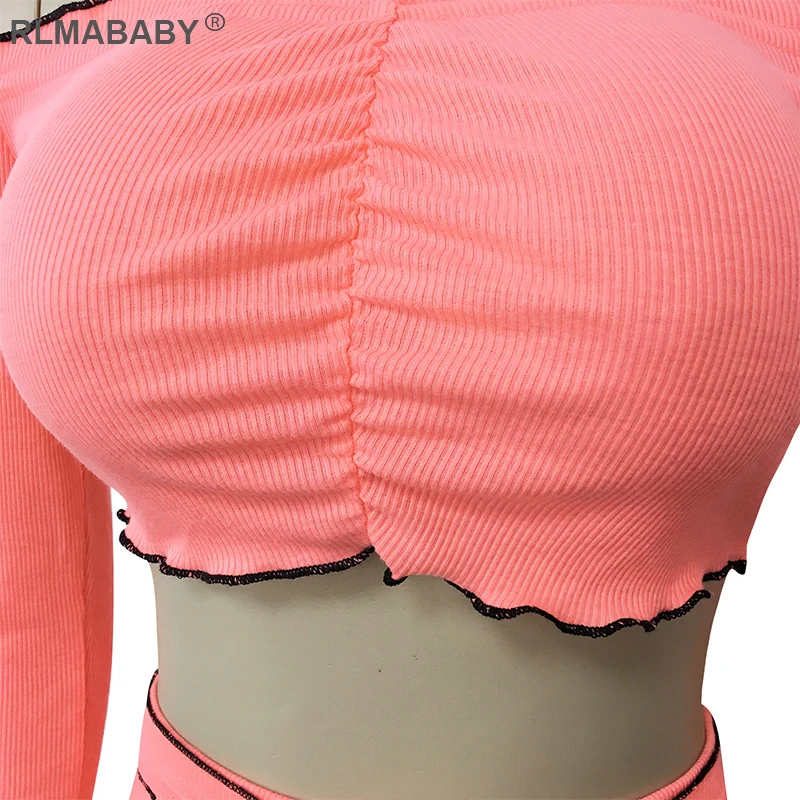 RLMABABY Sexy Off Shoulder Knitted 2 Piece Set Slim Ruched Cropped Tshirts Sashes Bandage Bow High Waist Casual Set Suit Outfits 
RLMABABY Sexy Off Shoulder Knitted 2 Piece Set Slim Ruched Cropped Tshirts Sashes Bandage Bow High Waist Casual Set Suit Outfits