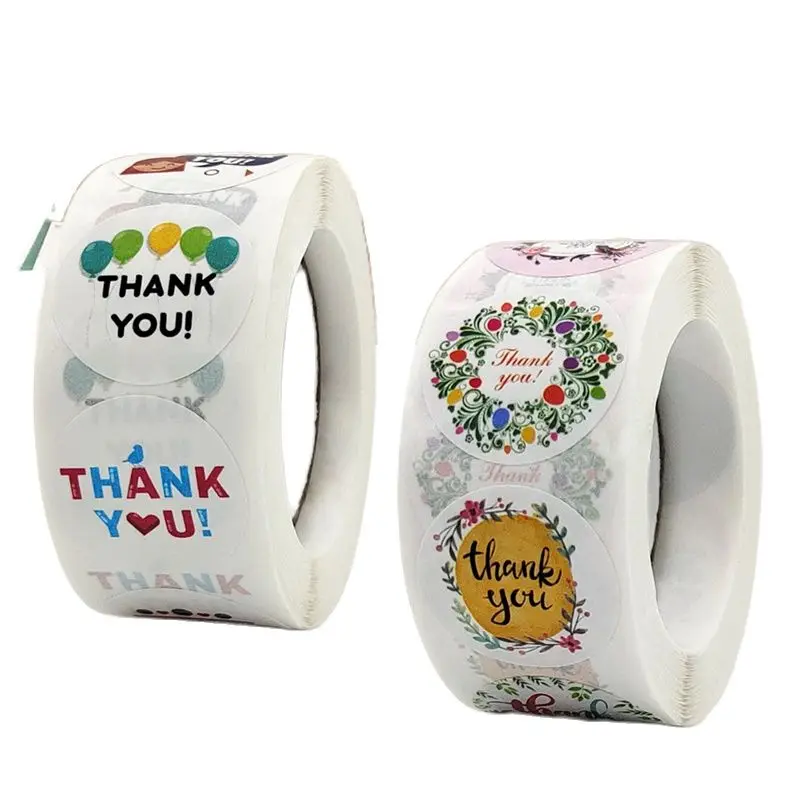 

Floral Thank You Stickers Roll 500-Count Stickers Round for Wedding Birthday Party Favors Holiday Celebration Decor מדבקות