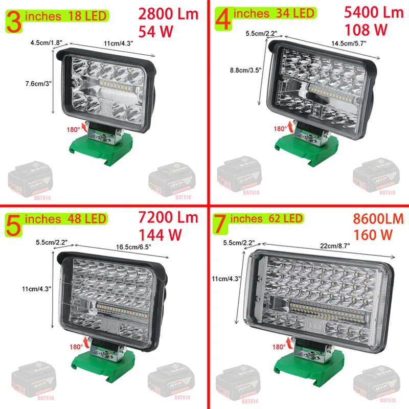 Car LED Work Lamp Lights Flashlights Electric Torch Spotlight For Bosch 14.4V 18V Li-ion Battery BAT614 BAT618 Power Supply
Car LED Work Lamp Lights Flashlights Electric Torch Spotlight For Bosch 14.4V 18V Li-ion Battery BAT614 BAT618 Power Supply