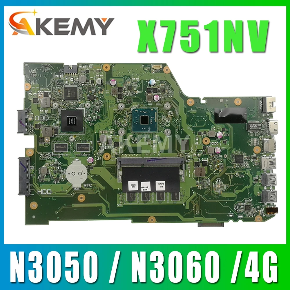 Оригинальная материнская плата Akemy X751NV для ноутбука X751N, системная плата X751NV с 4GB-RAM N3050 / N3060
Оригинальная материнская плата Akemy X751NV для ноутбука X751N, системная плата X751NV с 4GB-RAM N3050 / N3060