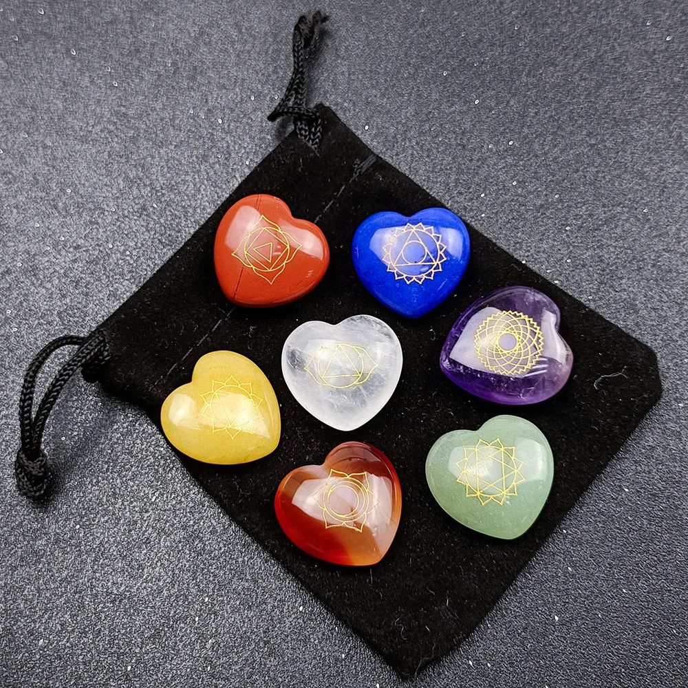 7pcs Chakra Natural Stones Beads Ornament for Jewelry Making Engraved Symbols Polished Stone Reiki Healing Stone Divination Gift
7pcs Chakra Natural Stones Beads Ornament for Jewelry Making Engraved Symbols Polished Stone Reiki Healing Stone Divination Gift