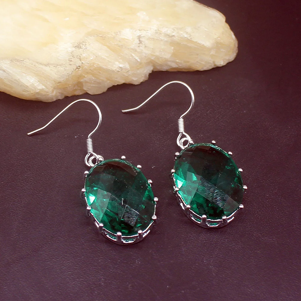 

Hermosa Handmade Glorious Green Topaz Sunny 925 Silver Dangle Drop Hook Earrings Jewelry Gifts for Women Girls 20213732