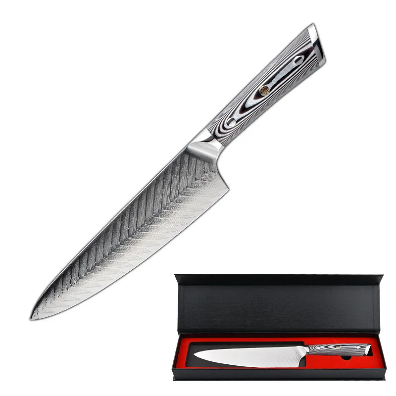 Damascus 8-Inch Slicing Knife Aus10 Chef Knife Fishbone Pattern Chef Knife Feather Pattern Kitchen Knife
Damascus 8-Inch Slicing Knife Aus10 Chef Knife Fishbone Pattern Chef Knife Feather Pattern Kitchen Knife