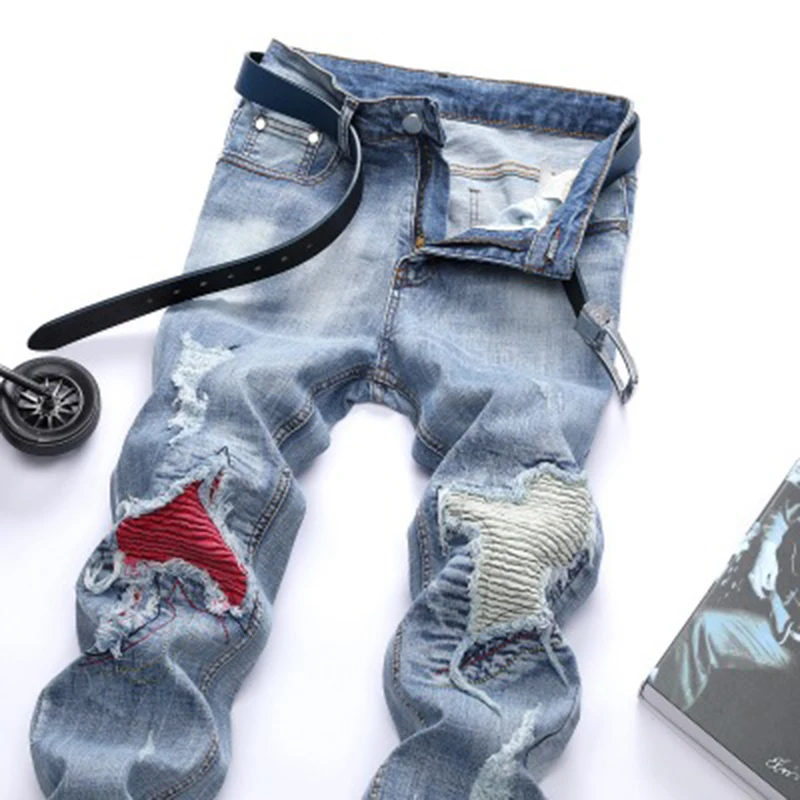 Jeans light-colored stretch motorcycle pants ripped jeans casual sports trend men's pants
Jeans light-colored stretch motorcycle pants ripped jeans casual sports trend men's pants