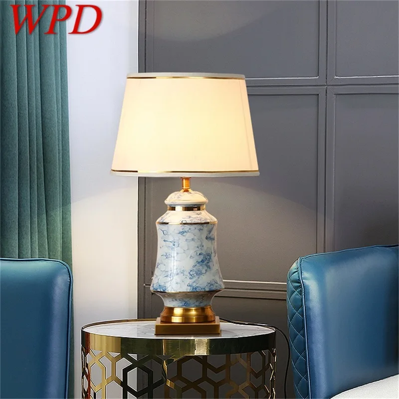 Керамические настольные лампы WPD, синие латунные настольные лампы, современные роскошные тканевые декоративные лампы для дома, гостиной, ст... 
Керамические настольные лампы WPD, синие латунные настольные лампы, современные роскошные тканевые декоративные лампы для дома, гостиной, ст...