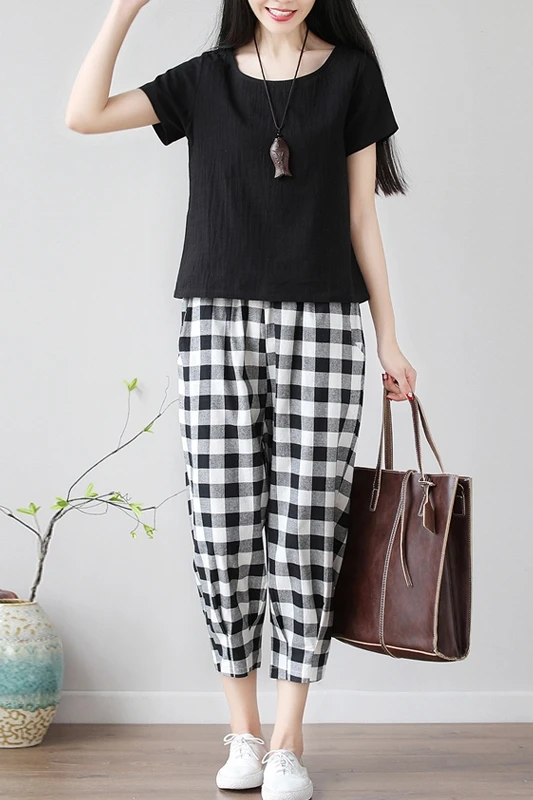 Plaid Harem Pants Women Summer Casual Pants Clothes Loose Pant For Women 
Plaid Harem Pants Women Summer Casual Pants Clothes Loose Pant For Women
