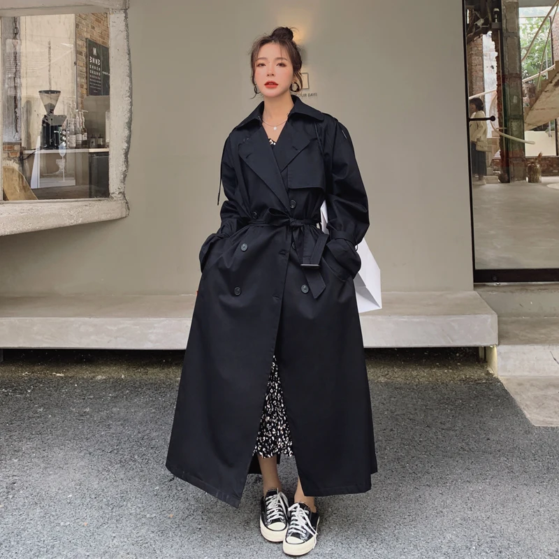 Korean Style Loose Oversized X-Long Women's Trench Coat Double-Breasted Belted Lady Cloak Windbreaker Spring Fall Outerwear Grey
Korean Style Loose Oversized X-Long Women's Trench Coat Double-Breasted Belted Lady Cloak Windbreaker Spring Fall Outerwear Grey