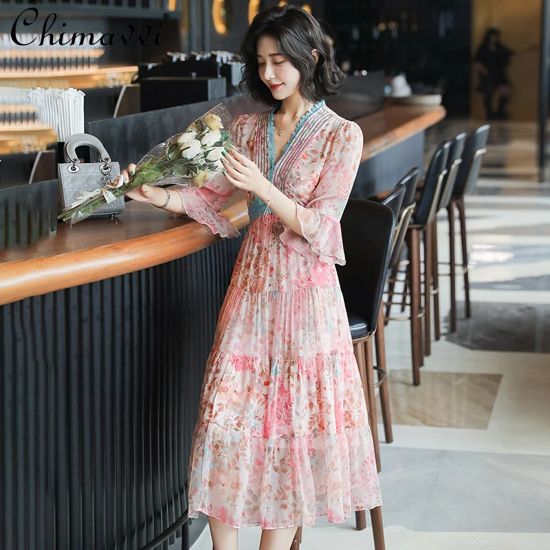 Summer Women's 2021 Korean Style Elegant Long Dress Short Sleeve Birthday Bohemian Dress Female V Neck A Line Dress
Summer Women's 2021 Korean Style Elegant Long Dress Short Sleeve Birthday Bohemian Dress Female V Neck A Line Dress