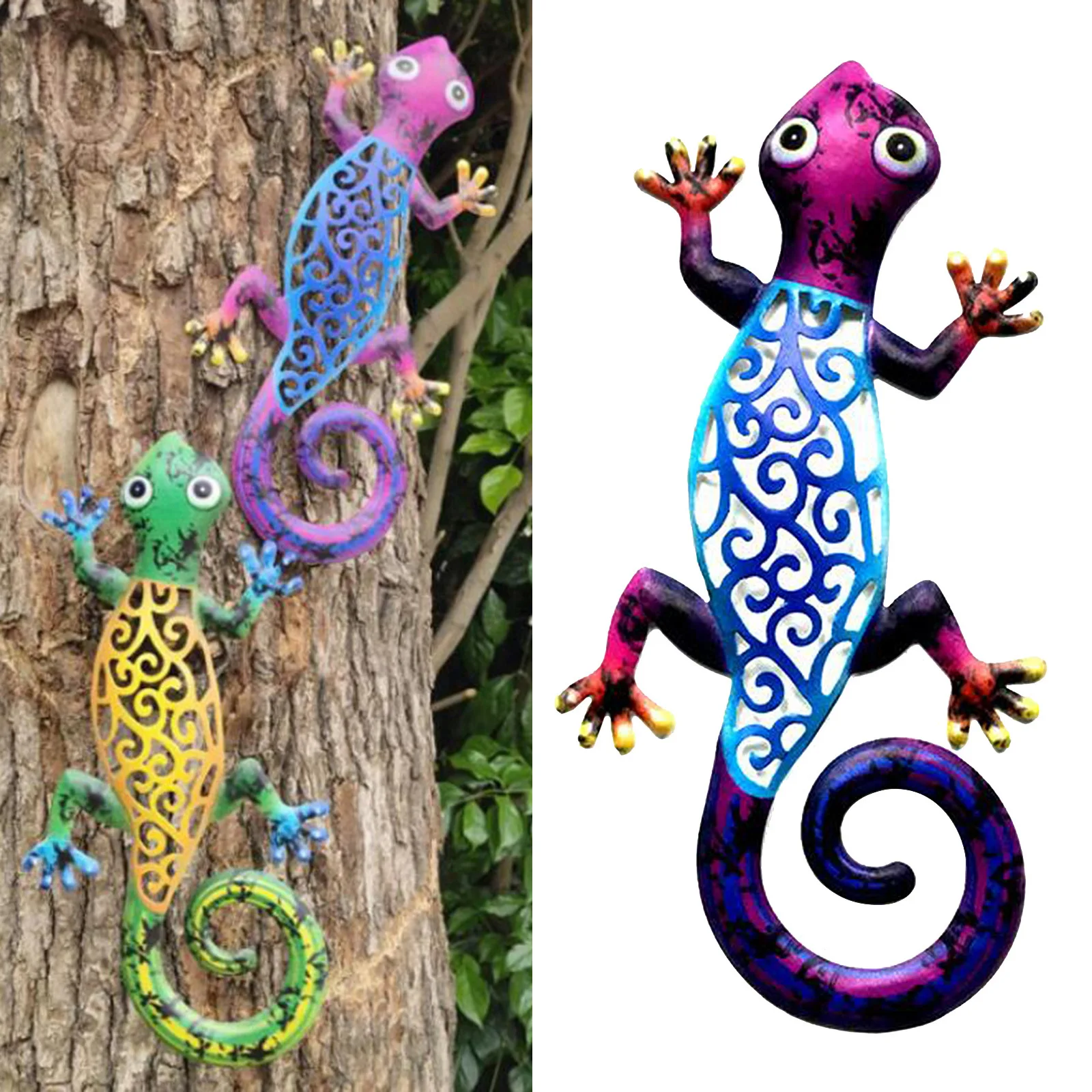 2pcs/set Metal Gecko Wall Hanging Sculpture Wall Decoration Artwork Indoor Outdoor Animal Statues for Yard Garden Decor
2pcs/set Metal Gecko Wall Hanging Sculpture Wall Decoration Artwork Indoor Outdoor Animal Statues for Yard Garden Decor
