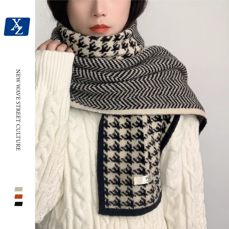 Fashion Women Houndstooth Knitted Scarf Striped Double-Sided Stitching Muffler Winter Warm Shawl Wraps Outdoor Wool Snood
Fashion Women Houndstooth Knitted Scarf Striped Double-Sided Stitching Muffler Winter Warm Shawl Wraps Outdoor Wool Snood