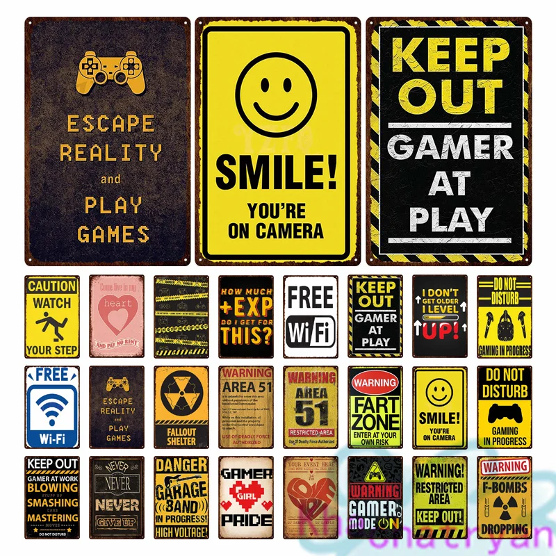 Watch Out Caution Game Level Up Metal Plate Painting Iron Tin Sign Wall Art Pictures For Gamers Room Living Room Home Decoration
Watch Out Caution Game Level Up Metal Plate Painting Iron Tin Sign Wall Art Pictures For Gamers Room Living Room Home Decoration
