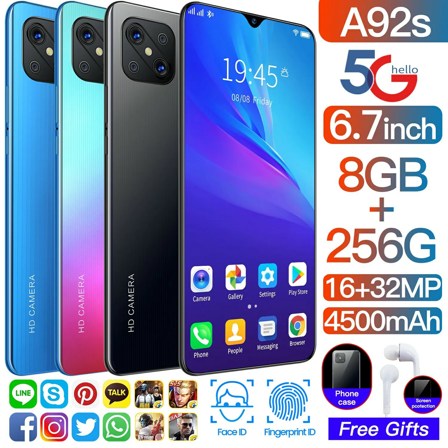 Smartphone Rugum A92S 3GB RAM 32GB ROM 6.7 Inch HD Large Screen Android 9.0 4G LTE Smartphone 8GB+256GB Unlocked Dual-SIM Phone
Smartphone Rugum A92S 3GB RAM 32GB ROM 6.7 Inch HD Large Screen Android 9.0 4G LTE Smartphone 8GB+256GB Unlocked Dual-SIM Phone