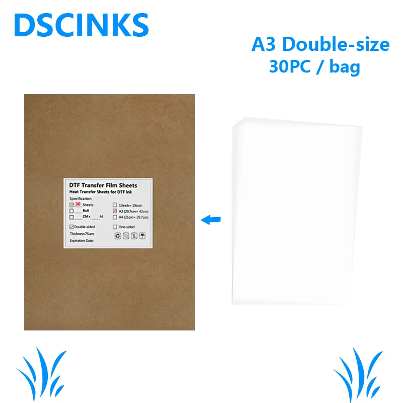 100U Thichness 30PC A3 DTF film digital inkjet printing film transparent Double Sided Adhesive Film transfer DTF Film printing
100U Thichness 30PC A3 DTF film digital inkjet printing film transparent Double Sided Adhesive Film transfer DTF Film printing