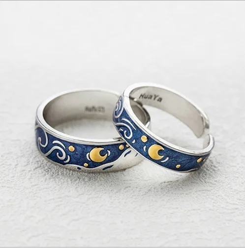 Yihang Van Gogh Starry Sky Couple Ring Women's Korean-Style Fashionable Elegant Navy Blue Bracelet Adjustable Ring
Yihang Van Gogh Starry Sky Couple Ring Women's Korean-Style Fashionable Elegant Navy Blue Bracelet Adjustable Ring