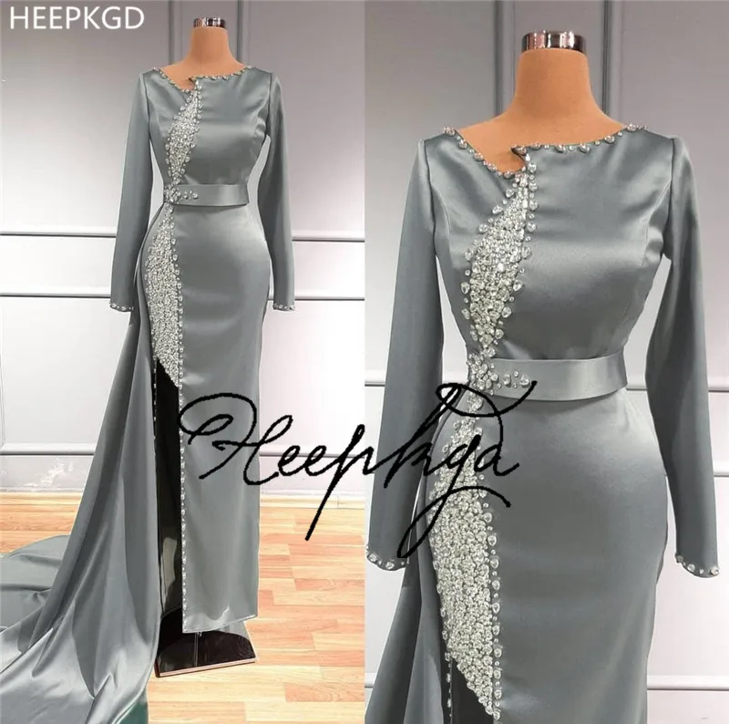 Grey Long Sleeves Straight Evening Dress Shiny Crystals Detachable Train Side Slit Custom Made Formal Gowns For Wedding Party
Grey Long Sleeves Straight Evening Dress Shiny Crystals Detachable Train Side Slit Custom Made Formal Gowns For Wedding Party