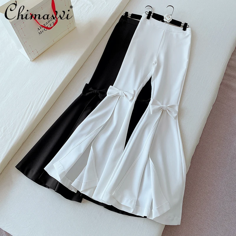 2021 Summer New Ladies Fashion High Waist Bow Slit Long Casual Pants Women's Simple Solid Slimming Full Length Flared Trousers
2021 Summer New Ladies Fashion High Waist Bow Slit Long Casual Pants Women's Simple Solid Slimming Full Length Flared Trousers