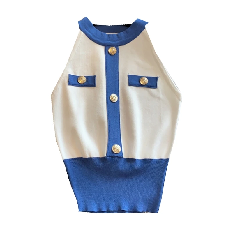 STREET Newest HIGH Fashion 2021 Designer dress Women's O-Neck sleeveless Button knitting short Blouse Top
STREET Newest HIGH Fashion 2021 Designer dress Women's O-Neck sleeveless Button knitting short Blouse Top