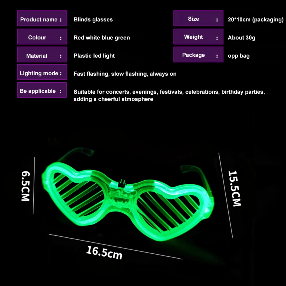 1Pc LED Luminous Glasses Flashing Bar Party LED Glasses Light Up Glasses Rave Costume Party Decor DJ Sunglasses 3 Lighting Modes
1Pc LED Luminous Glasses Flashing Bar Party LED Glasses Light Up Glasses Rave Costume Party Decor DJ Sunglasses 3 Lighting Modes