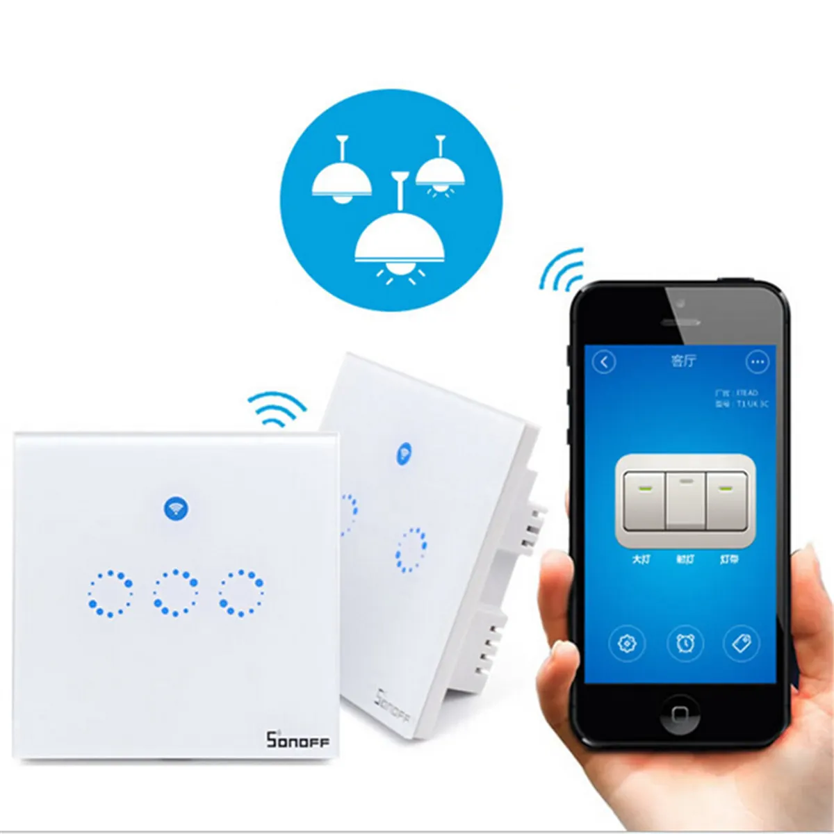 Смарт-светильник ель настенный сенсорный Sonoff T1 с Wi-Fi, РЧ/приложением/сенсорным управлением
Смарт-светильник ель настенный сенсорный Sonoff T1 с Wi-Fi, РЧ/приложением/сенсорным управлением