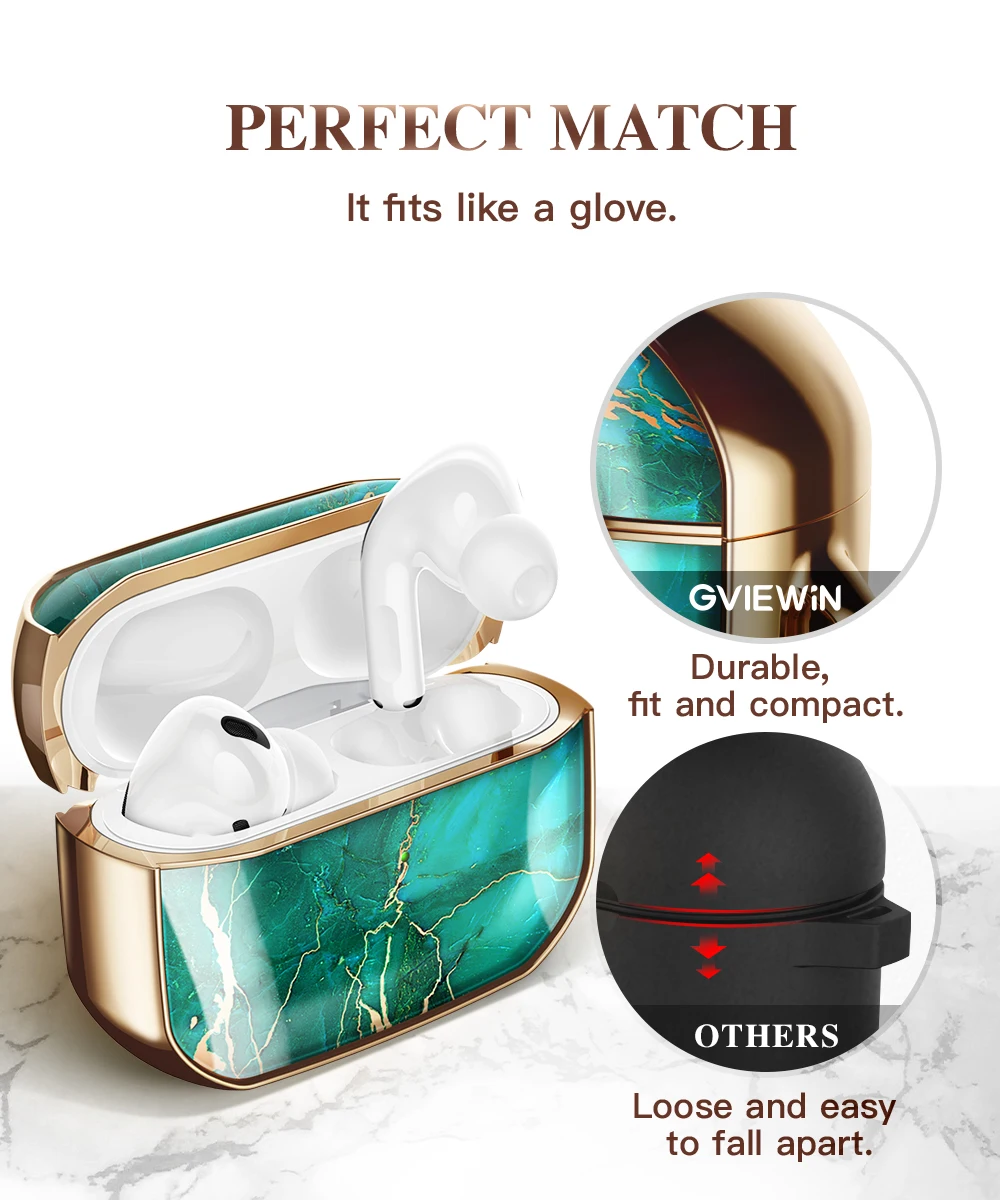 GVIEWIN For AirPods Pro Case Stylish Marble Full Body Protective Hard Shell Case Cover with Wrist Strap for Apple AirPods Pro
GVIEWIN For AirPods Pro Case Stylish Marble Full Body Protective Hard Shell Case Cover with Wrist Strap for Apple AirPods Pro
