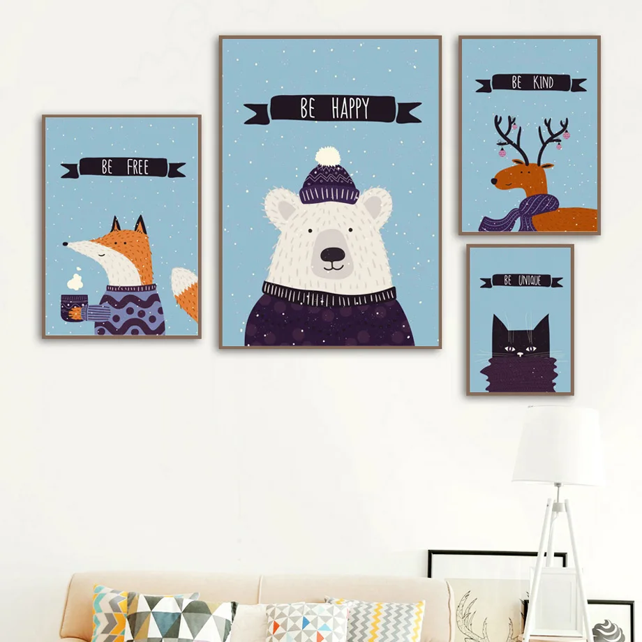 Winter Snow Fox Bear Elk Black Cat Gift Wall Art Canvas Painting Nordic Posters And Prints Wall Pictures Kids Kawaii Room Decor
Winter Snow Fox Bear Elk Black Cat Gift Wall Art Canvas Painting Nordic Posters And Prints Wall Pictures Kids Kawaii Room Decor