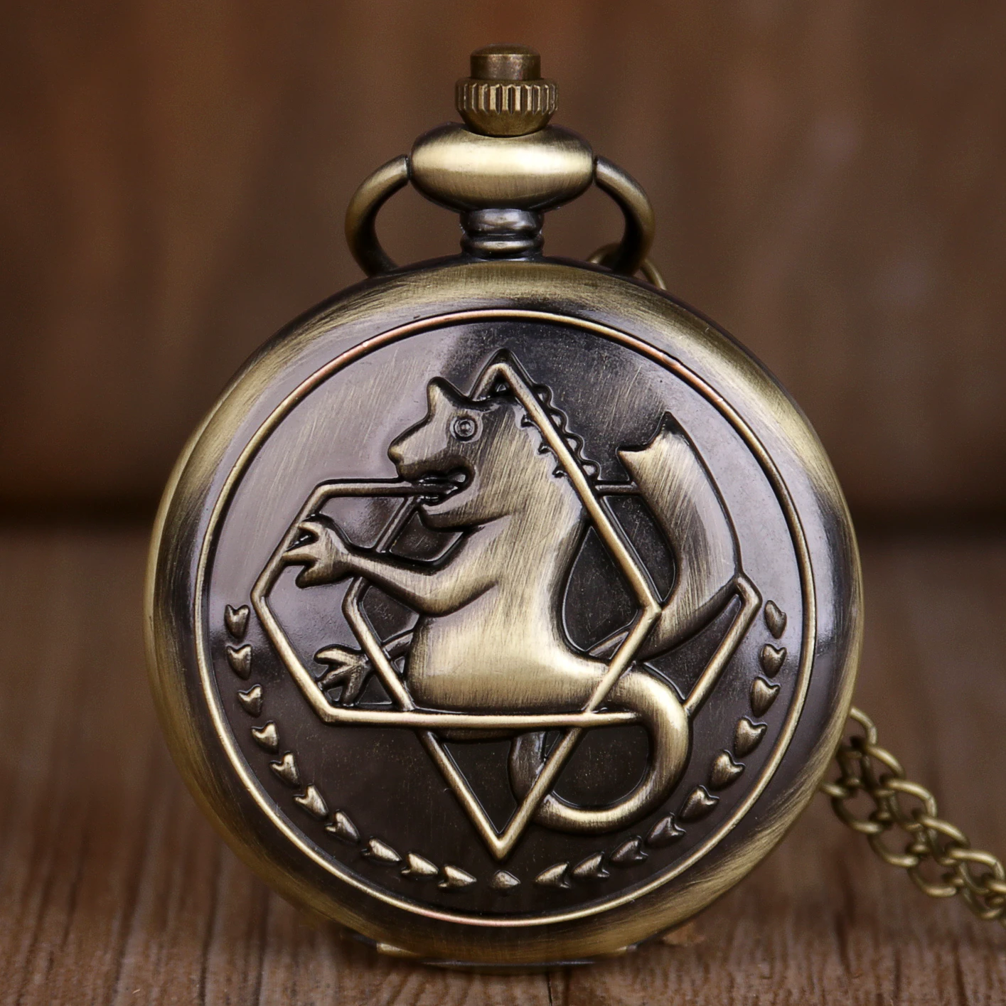 

New Vintage Full Metal Alchemist Dull Polish Edward Elric Pocket Watches Necklace Pendant Chain Men Women Quartz Pocket Watches