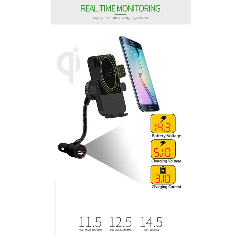 Qi Car Phone Holder Wireless Charger Mount For Air Vent iPhone Xiaomi Fast Dual USB | Мобильные телефоны и аксессуары