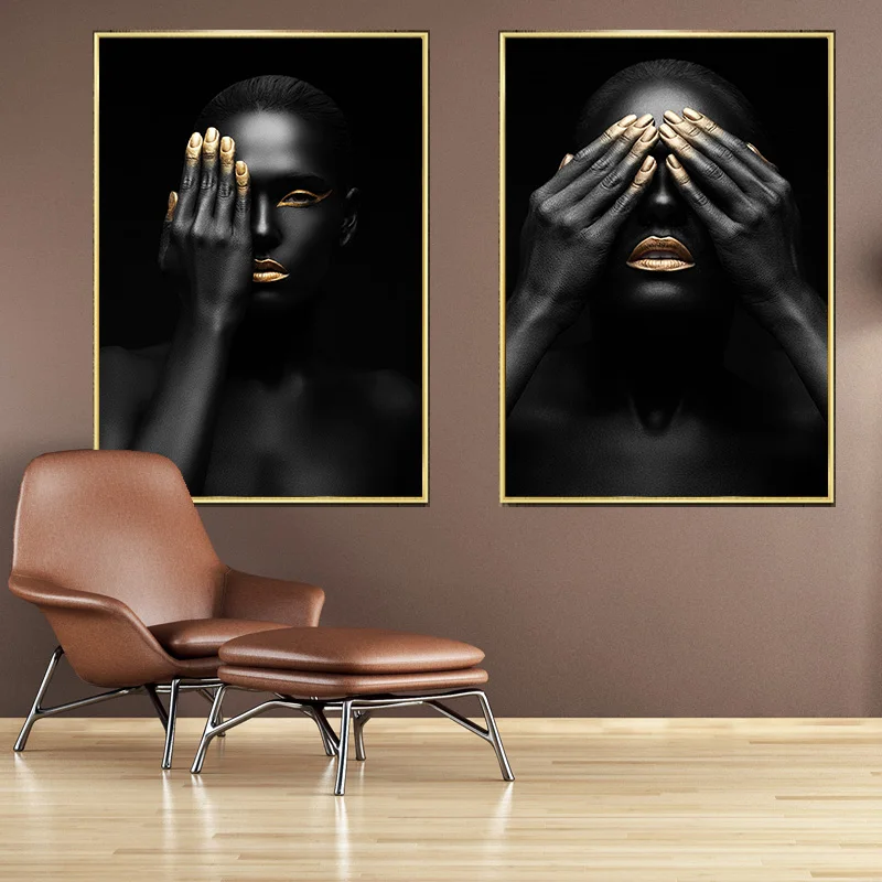 Canvas Painting Wall Art Scandinavian African Art Black and Gold Woman Posters Modern Classical Living Room Decorative Picture
Canvas Painting Wall Art Scandinavian African Art Black and Gold Woman Posters Modern Classical Living Room Decorative Picture