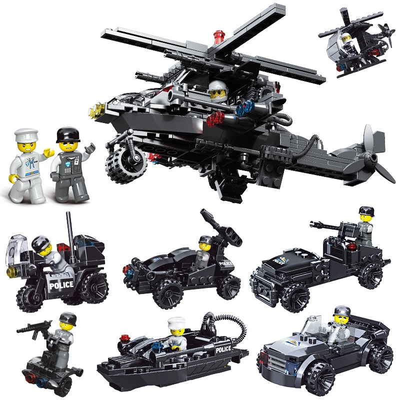 410pcs Military Vehicle Blocks Building City SWAT Team Truck Police Helicopter Bricks Boy Children's toys
410pcs Military Vehicle Blocks Building City SWAT Team Truck Police Helicopter Bricks Boy Children's toys