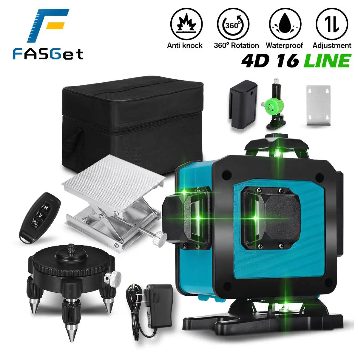 FASGet 4D 16 Line Laser Levels 360 Horizontal Vertical Cross Light Laser Level Self-Leveling Measure Super Powerful Laser Beam
FASGet 4D 16 Line Laser Levels 360 Horizontal Vertical Cross Light Laser Level Self-Leveling Measure Super Powerful Laser Beam
