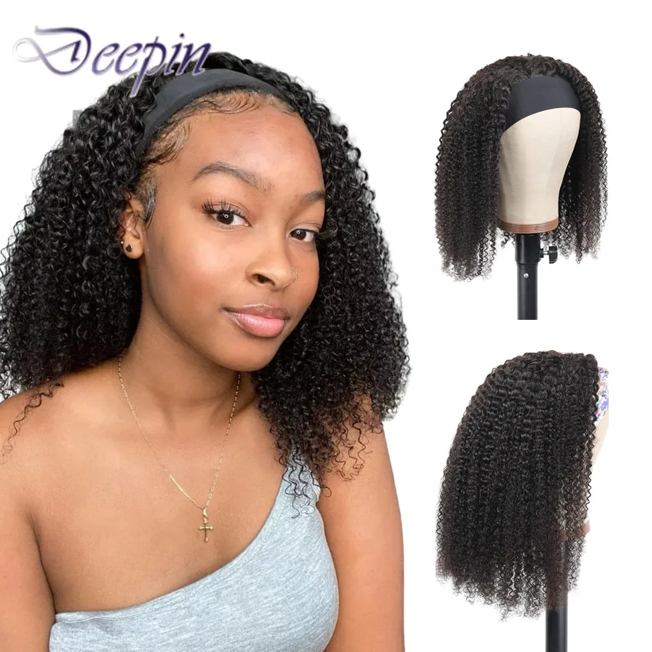 Brazilian Kinky Curly Human Hair Headband Wigs Non-Remy Full Machine Made 150% Density For Black Women Natural Color Deepin Hair
Brazilian Kinky Curly Human Hair Headband Wigs Non-Remy Full Machine Made 150% Density For Black Women Natural Color Deepin Hair