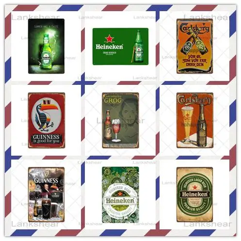 

New 2021 Beer Metal Plaque Vintage Tin Sign Wall Decor Bar Pub Club Man Cave Decorative Ice Cold Drink Poster Plates 20x30cm