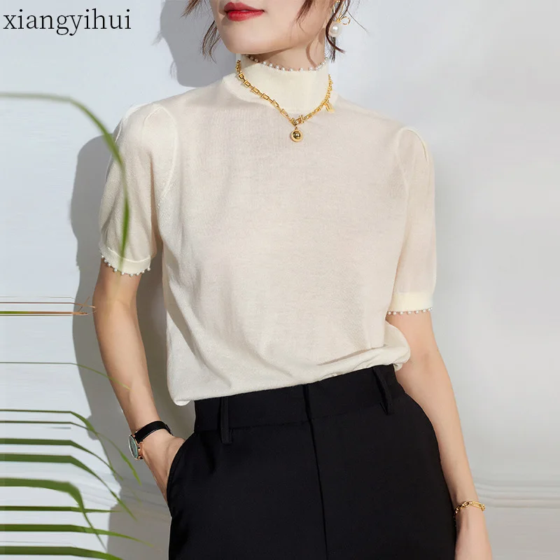 Thin Sheep Wool Knitwear Women Casual Tops Female Beige White Jumpers 2021 Autumn Fashion Beading Design Pullover Sweaters
Thin Sheep Wool Knitwear Women Casual Tops Female Beige White Jumpers 2021 Autumn Fashion Beading Design Pullover Sweaters