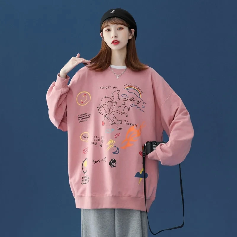 Sweater women spring autumn Korean style loose long-sleeved top coat women's clothing Angel print Sweatshirts Oversized hoodie
Sweater women spring autumn Korean style loose long-sleeved top coat women's clothing Angel print Sweatshirts Oversized hoodie