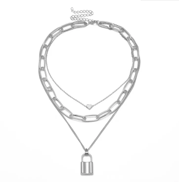 Retro Punk Multilayer Lock Shape Love Pendant Necklace for Women Exaggerated Thick Necklaces Sweater Chain Mens Hip Hop Jewelry
Retro Punk Multilayer Lock Shape Love Pendant Necklace for Women Exaggerated Thick Necklaces Sweater Chain Mens Hip Hop Jewelry