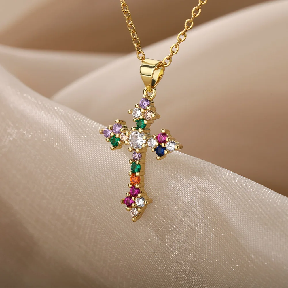 Zircon Cross Pendant Necklace For Women Men Punk Stainless Steel Chain Hollow Cross Female Male Necklace Christmas Jewelry 2021
Zircon Cross Pendant Necklace For Women Men Punk Stainless Steel Chain Hollow Cross Female Male Necklace Christmas Jewelry 2021