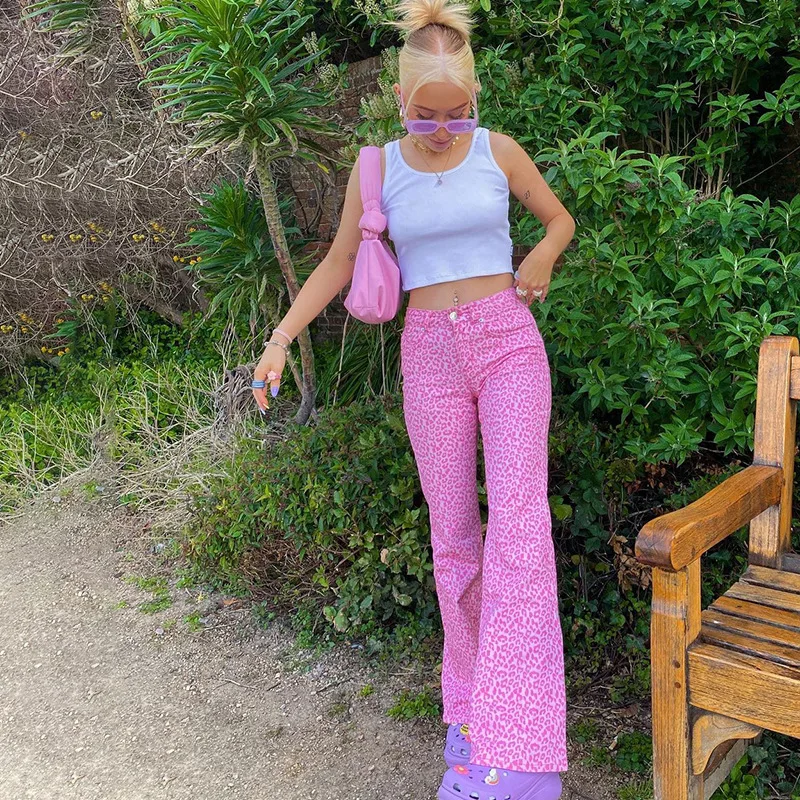 Women's Pink Leopard jeans 2021 summer high waisted slightly flared loose straight casual pants jeans woman high waist jeans
Women's Pink Leopard jeans 2021 summer high waisted slightly flared loose straight casual pants jeans woman high waist jeans