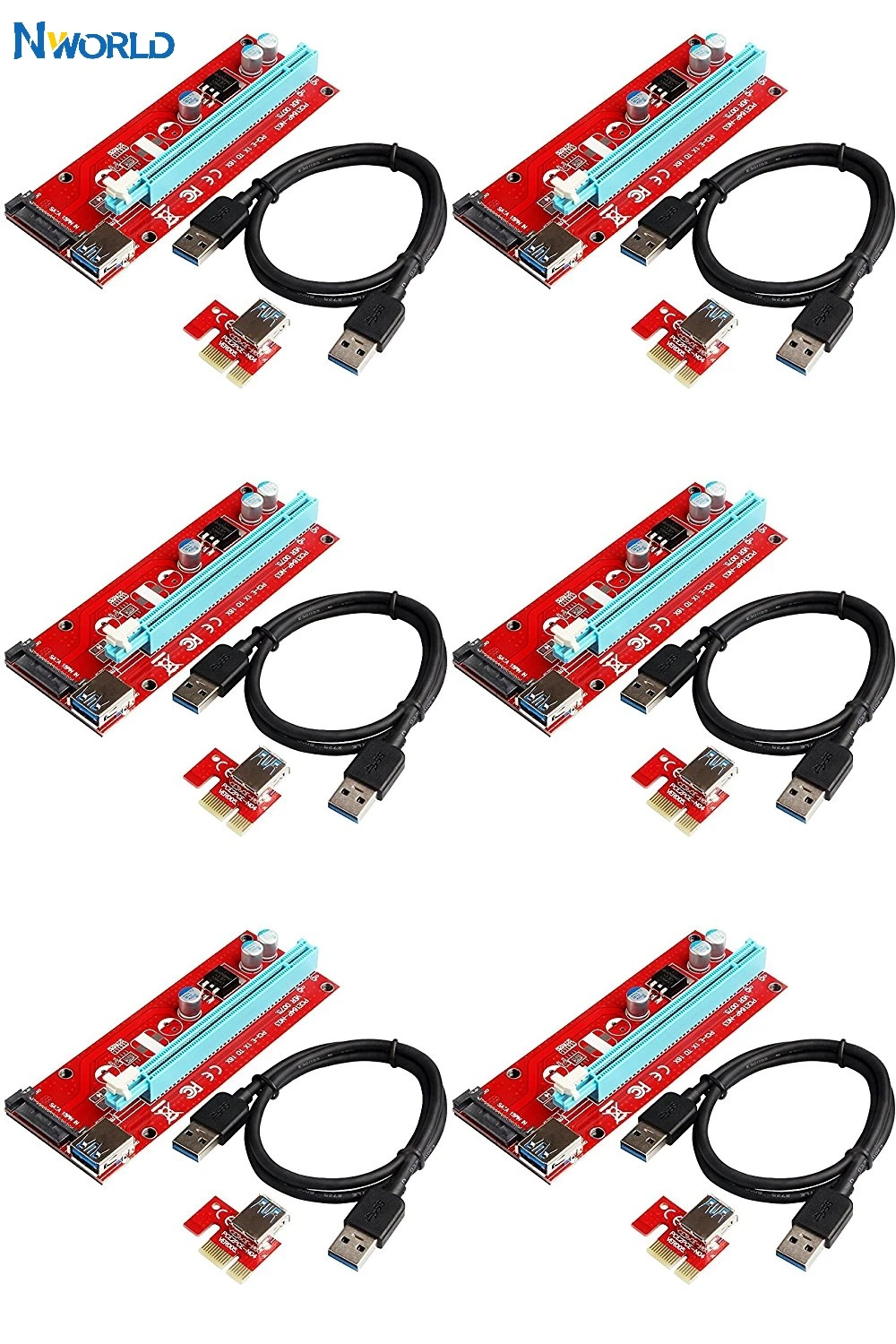 6 шт. VER 007S Raiser Pci e расширитель Express Riser Card 1X к 16X Usb 3 0 кабель SATA источник питания