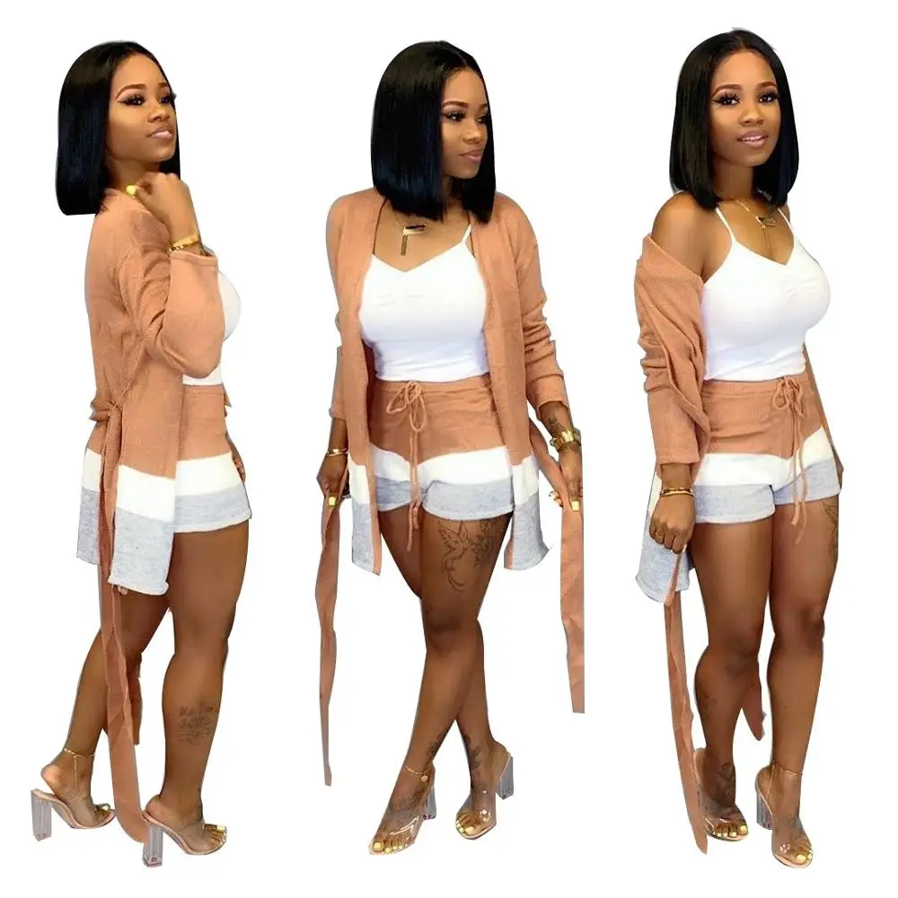 Wool Open Stitch Casual Women Outfits Autumn Long Sleeve Bandage Coat With Drawstring Shorts Plus Size Two Piece Matching Sets 
Wool Open Stitch Casual Women Outfits Autumn Long Sleeve Bandage Coat With Drawstring Shorts Plus Size Two Piece Matching Sets