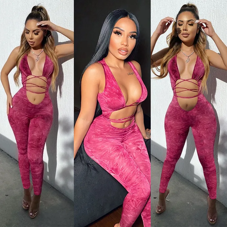 Sleeveless Tie Dye print Lace Up Bandage Jumpsuit Sexy Skinny Bodycon V-neck Rompers SKinny Bodycon Playsuit Outfit Streetwear
Sleeveless Tie Dye print Lace Up Bandage Jumpsuit Sexy Skinny Bodycon V-neck Rompers SKinny Bodycon Playsuit Outfit Streetwear