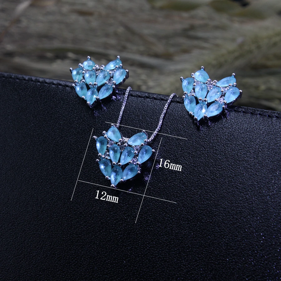 Romantic Flower Heart shape Jewelry Sets For women Cubic zirconia Blue Stud Earring Heart Pendant Necklaces bride Wedding Gifts
Romantic Flower Heart shape Jewelry Sets For women Cubic zirconia Blue Stud Earring Heart Pendant Necklaces bride Wedding Gifts