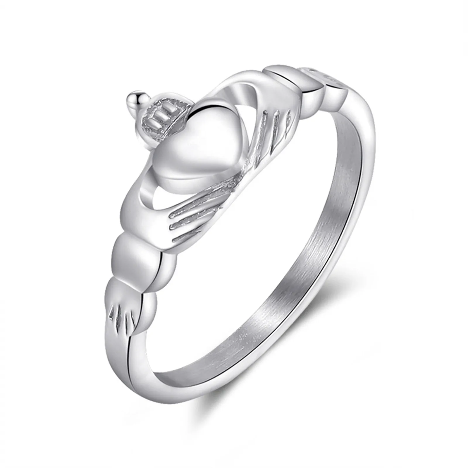 Irish Wedding Ring Stainless Steel Claddagh for Women Hands Heart Queen Crown Shape Hollow Romantic Style Classic Simple Design
Irish Wedding Ring Stainless Steel Claddagh for Women Hands Heart Queen Crown Shape Hollow Romantic Style Classic Simple Design