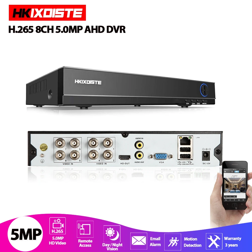 5MP AHD DVR 4CH/8CH 5 In 1 HYBRID Security Recorder For 5MP/4MP 1080P AHD TVI CVI Analog Camera Motion Detection Xmeye
5MP AHD DVR 4CH/8CH 5 In 1 HYBRID Security Recorder For 5MP/4MP 1080P AHD TVI CVI Analog Camera Motion Detection Xmeye