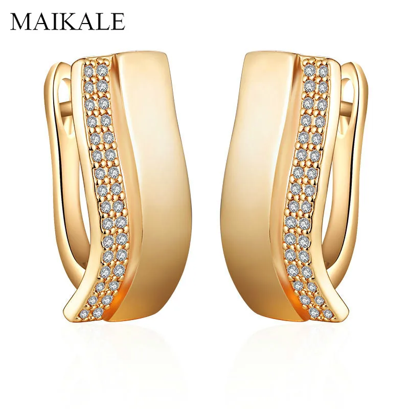 MAIKALE Simple Stud Earrings for Women Gold Cubic Zirconia Charm Korean Earrings Fashion Wedding Jewelry Gifts
MAIKALE Simple Stud Earrings for Women Gold Cubic Zirconia Charm Korean Earrings Fashion Wedding Jewelry Gifts