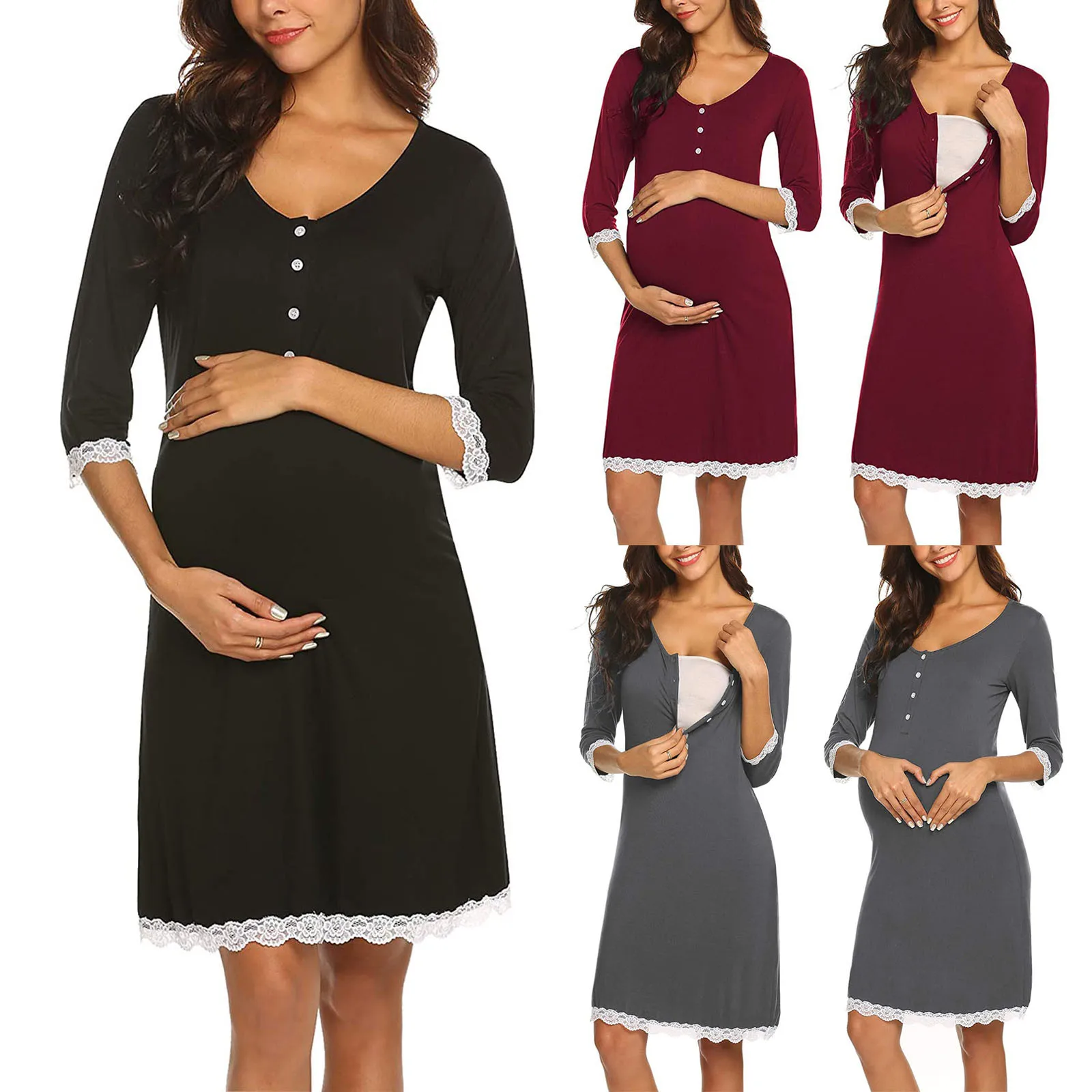 Fashion Solid Buttons Short Sleeve Breast-Feeding Pregnant Woman Maternity Dress zwangerschaps jurk vestidos maternidad
Fashion Solid Buttons Short Sleeve Breast-Feeding Pregnant Woman Maternity Dress zwangerschaps jurk vestidos maternidad