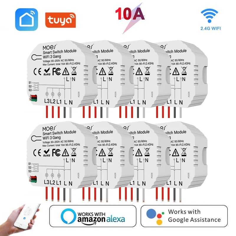 Tuya Mini WiFi Smart Light Switch Mini DIY 3 Gang 1/2 Way Module Smart Life/Tuya App Control Works With Amazon Alexa Google Home
Tuya Mini WiFi Smart Light Switch Mini DIY 3 Gang 1/2 Way Module Smart Life/Tuya App Control Works With Amazon Alexa Google Home